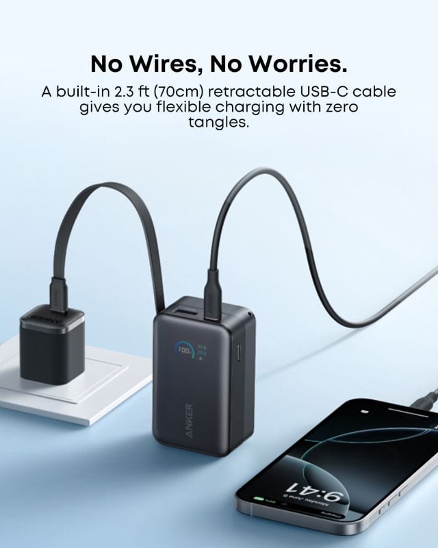 anker nano series power banks, retractable cords